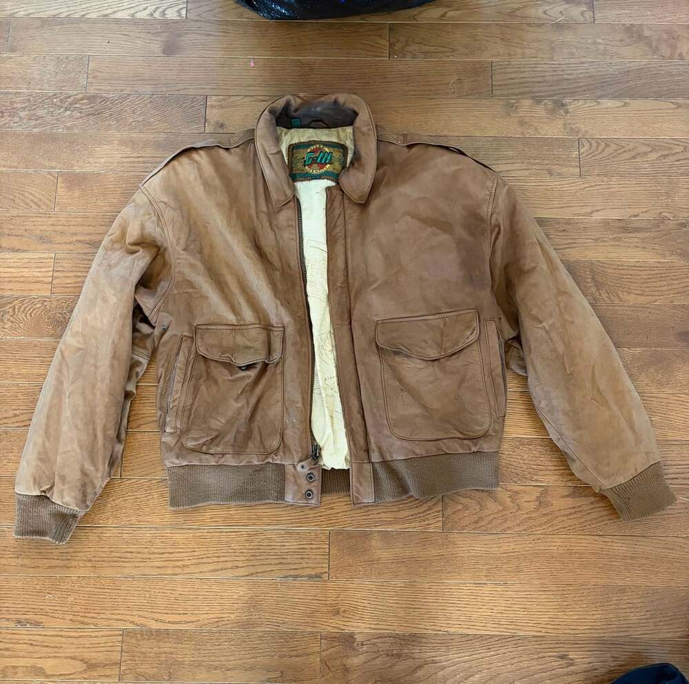 G-III Vintage Brown Leather Bomber Jacket Size 10